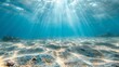Rays of sunlight dancing on the sandy ocean floor  AI generated illustration