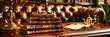 Classic Library Setting with Rows of Vintage Books, Highlighting the Importance of Education and Learning