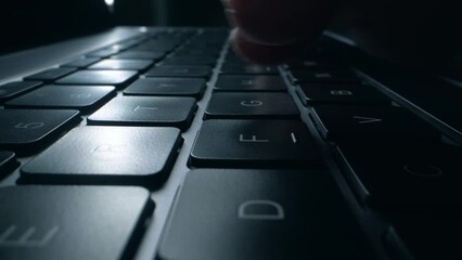 Wall Mural - close up of hands typing and coding on laptop keyboard. digital innovation protection technology. fu