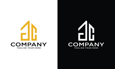 Wall Mural - letter AC with house logo icon design vector design on a black and white background.