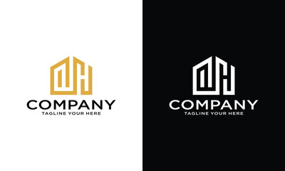 Wall Mural - letter H with house logo icon design vector design on a black and white background.