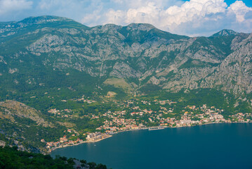 Canvas Print - Risan town at Boka Kotorska bay in Montenegro