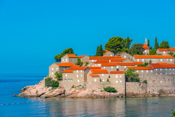 Canvas Print - Panorama view of Sveti Stefan in Montenegro