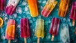 A vibrant overhead shot of a colorful summer popsicle party
