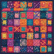 Illustration of colorful patchwork quilt