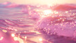 Sparkling in the pink pearlescent glimmering ocean waves with an organic and smooth style, pink and gold, y2k
