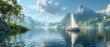 Sailing on serene lakes, breezes filling the sails of adventure ,3DCG,clean sharp focus