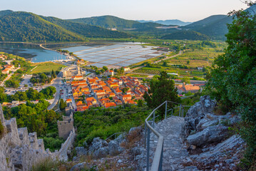 Wall Mural - Aerial view of Croatian town Ston