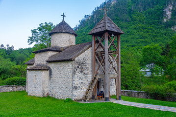 Wall Mural - Sunset view of Monastery Dobrilovina in Montenegro