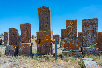 Poster - Noratus cemetery with Khachkars - ancient tombstones in Armenia