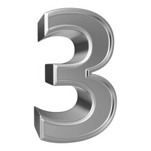 3 Number 3D Silver