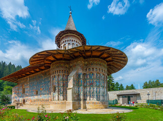 Wall Mural - Summer at the Voronet monastery in Romania