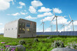 Solar and wind power with energy storage units.