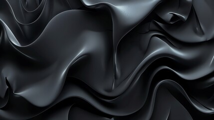 Wall Mural - Black texture wallpaper. Wave pattern. Abstract black background