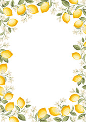 Wall Mural - Lemon frame illustration. hand-drawn citrus.