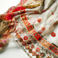 Poster - The detailing of mirror work embellishments on a sari,