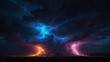 Dramatic thunderstorm with intense lightning
