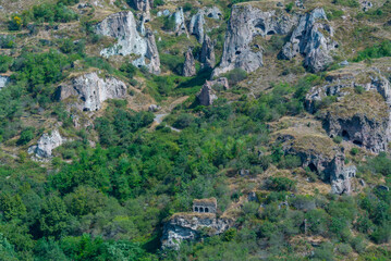 Old Khndzoresk abandoned cave town in Armenia