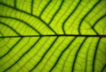 Wall Mural - Lush Green Leaf Veins in Symmetrical Texture