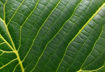 Wall Mural - Lush Green Leaf Veins in Symmetrical Texture