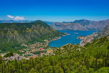 Poster - Panorama of Boka Kotorska bay in Montenegro