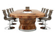 Wooden conference table with chairs on a transparent background