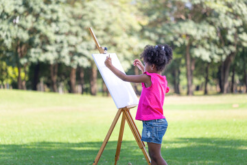 Wall Mural - Crafts and DIY with people, Kid girl painting in the park