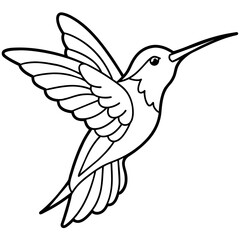 Sticker - hummingbird line art vector