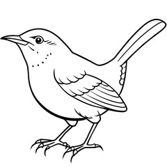 Sticker - line art of a wren