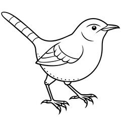 Sticker - line art of a wren