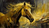 Fototapeta Sypialnia - horse on the wall. Oil painting 