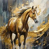 Fototapeta Sypialnia - horse in the field. Oil painting 
