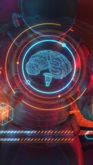 Wall Mural - astronaut works with artificial intelligence in augmented reality.