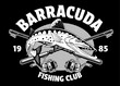 T-Shirt Design of Barracuda Fishing in Vintage Style