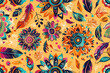 Vibrant tribal seamless pattern with colorful motifs