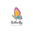 Stylized image of butterfly logo template isolate Vector illustration