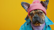 Fashion photography of a cute anthropomorphic dog, generative Ai