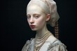 
Portrait of a teenage albino girl, styled as a noblewoman from medieval times, capturing the essence of historical elegance.