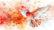 © Zoya - Flying dove open wings beautiful grace bird hope watercolor painting, generative Ai