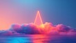 3D render of a colorful cloud with glowing neon in the shape of a cone