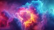3D render of a colorful cloud with glowing neon in the shape of a cube