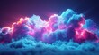 A colorful 3D render of a neon-lit cloud with geometric patterns