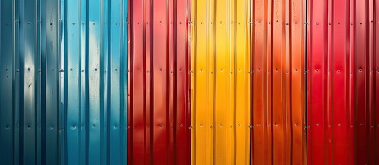 Poster - A vibrant closeup of a colorful wall with a variety of hues including orange, pink, magenta, peach, and electric blue. The pattern on the wood material adds to the colorfulness with tints and shades