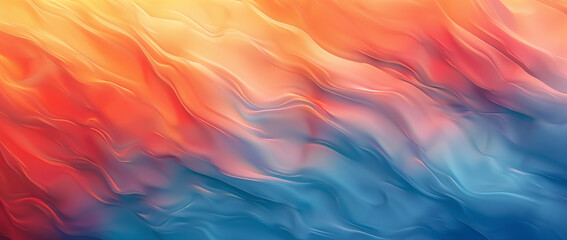 Wall Mural - Abstract Gradient Waves Background. A digital abstract with flowing waves of blue, orange, and red, creating a vibrant gradient effect that suggests movement and fluidity.