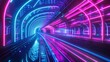Tracing the vibrant neon trails in a futuristic metr AI generated illustration