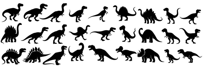 Wall Mural - vector set of dinosaur silhouettes