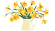 Still life with yellow spring flowers in jug flat vector
