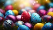 Sweet colorful easter eggs background national holiday celebration concepts
