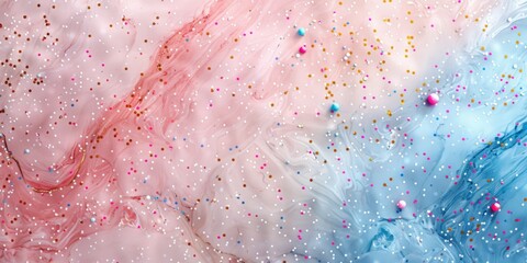 Canvas Print - Pastel-colored marble mural with delicate colorful confetti sprinkle over a white background.