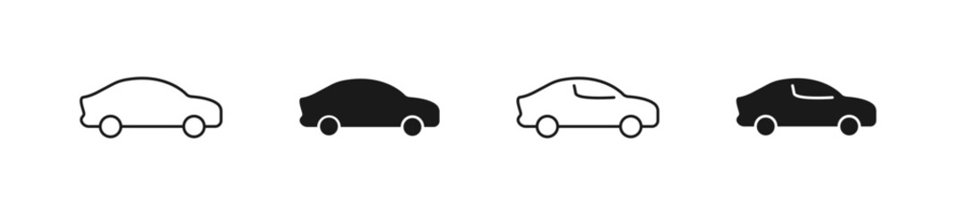 Car vector icon. Automobile symbol. Vehicle or auto simple flat illustration isolated. Drive sign for web and apps UI. Line and filled icons.